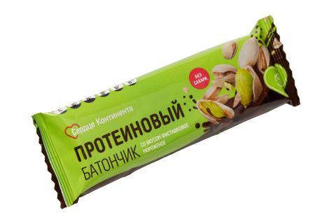 БАТОНЧИК ПРОТЕИНОВЫЙ СЕРДЦЕ КОНТИНЕНТА ФИСТАШКОВОЕ МОРОЖЕНОЕ В ШОКОЛАДНОЙ ГЛАЗУРИ 40Г