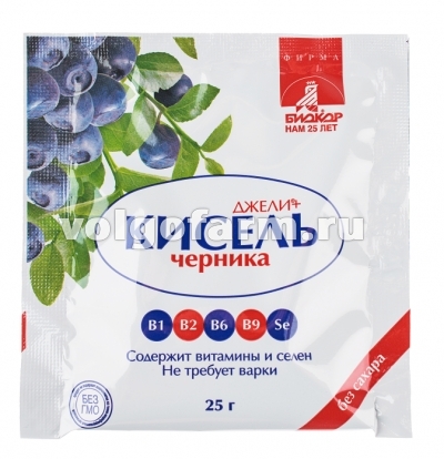 КИСЕЛЬ ДЖЕЛИ+ НА ФРУКТОЗЕ ЧЕРНИКА ПАК. 25Г №1