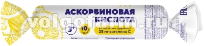 МУЛЬТИФОРТЕ АСКОРБИНОВАЯ КИСЛОТА С САХАРОМ СОЛНЫШКО ТАБЛ. 2,5Г КРУТКА №10