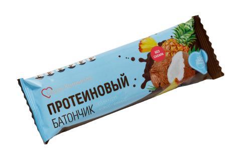 БАТОНЧИК ПРОТЕИНОВЫЙ СЕРДЦЕ КОНТИНЕНТА КОКОС-АНАНАС В ШОКОЛАДНОЙ ГЛАЗУРИ 40Г