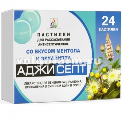 АДЖИСЕПТ ТАБЛ. Д/РАССАС. МЕНТОЛ-ЭВКАЛИПТ №24